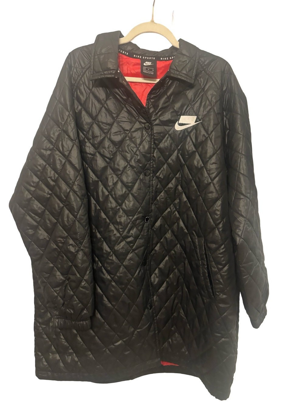 Nike Black Quilted Puffer Jacket with Red Lining